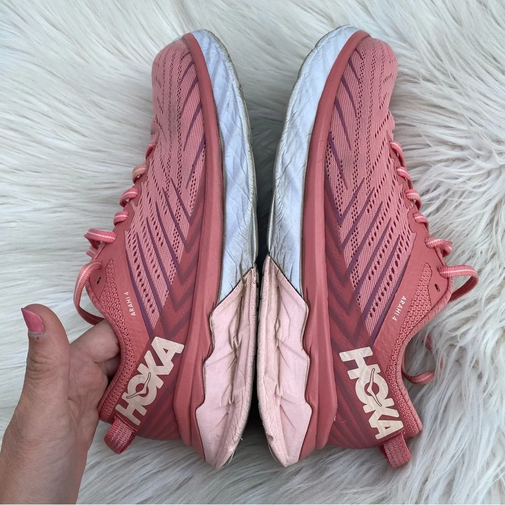 HOKA ONE ONE Arahi 4 Pink Salmon White 7.5 - Picture 8 of 10